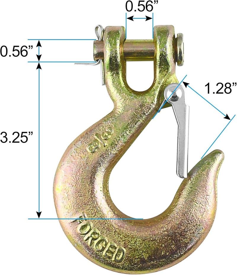 Robbor Safety Latch Hook 3/8 inch Clevis Slip Hook with Latch Grade 70 Forged Steel 18,000 Lbs Capacity Heavy Duty Chain Hook Working with Towing and Chain - Image 5